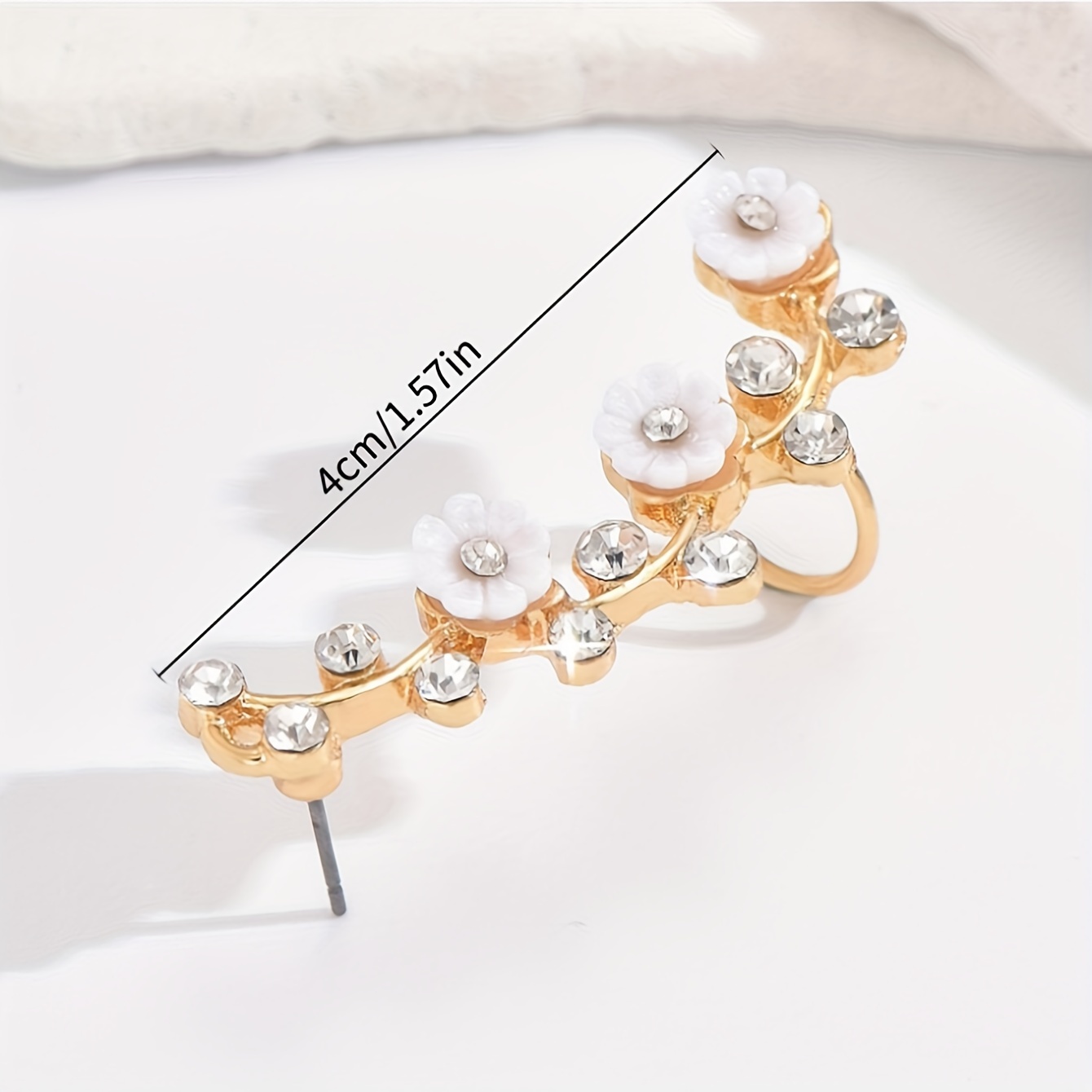 Sweet Elegant Rhinestone Resin Flower Earrings